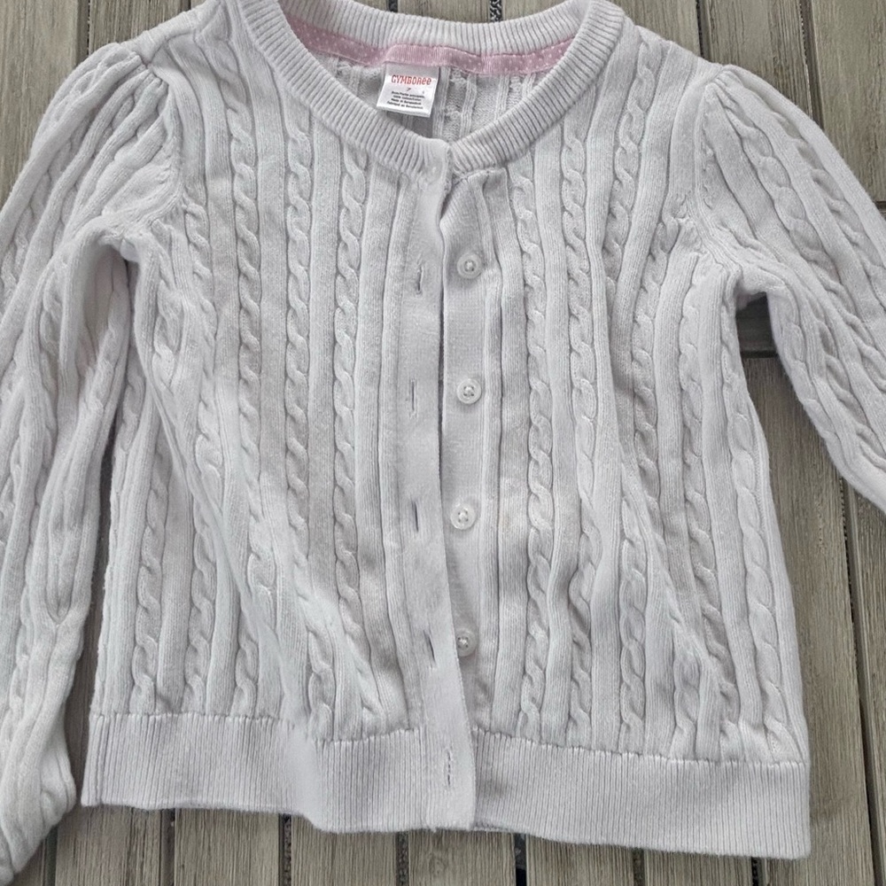 Gymboree White Cable Knit Cardigan